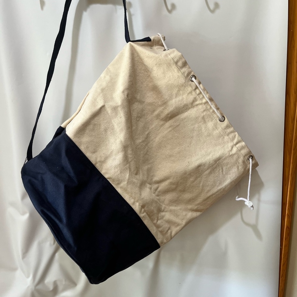 Two-Tone Canvas Shoulder Bag